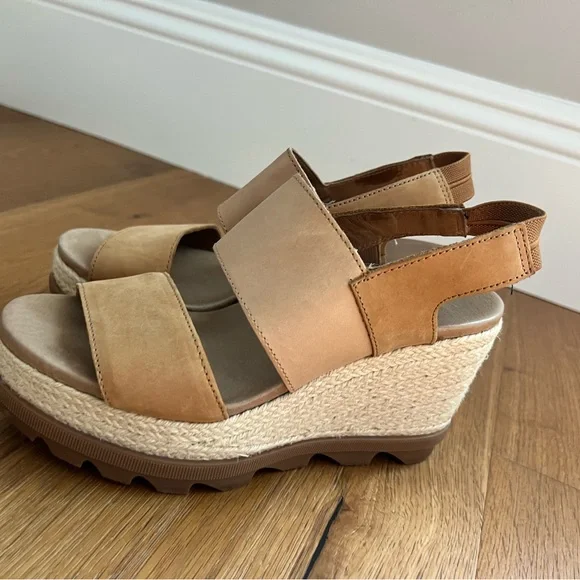 Sorel Tan Wedge Sandals - Picture 1 of 9